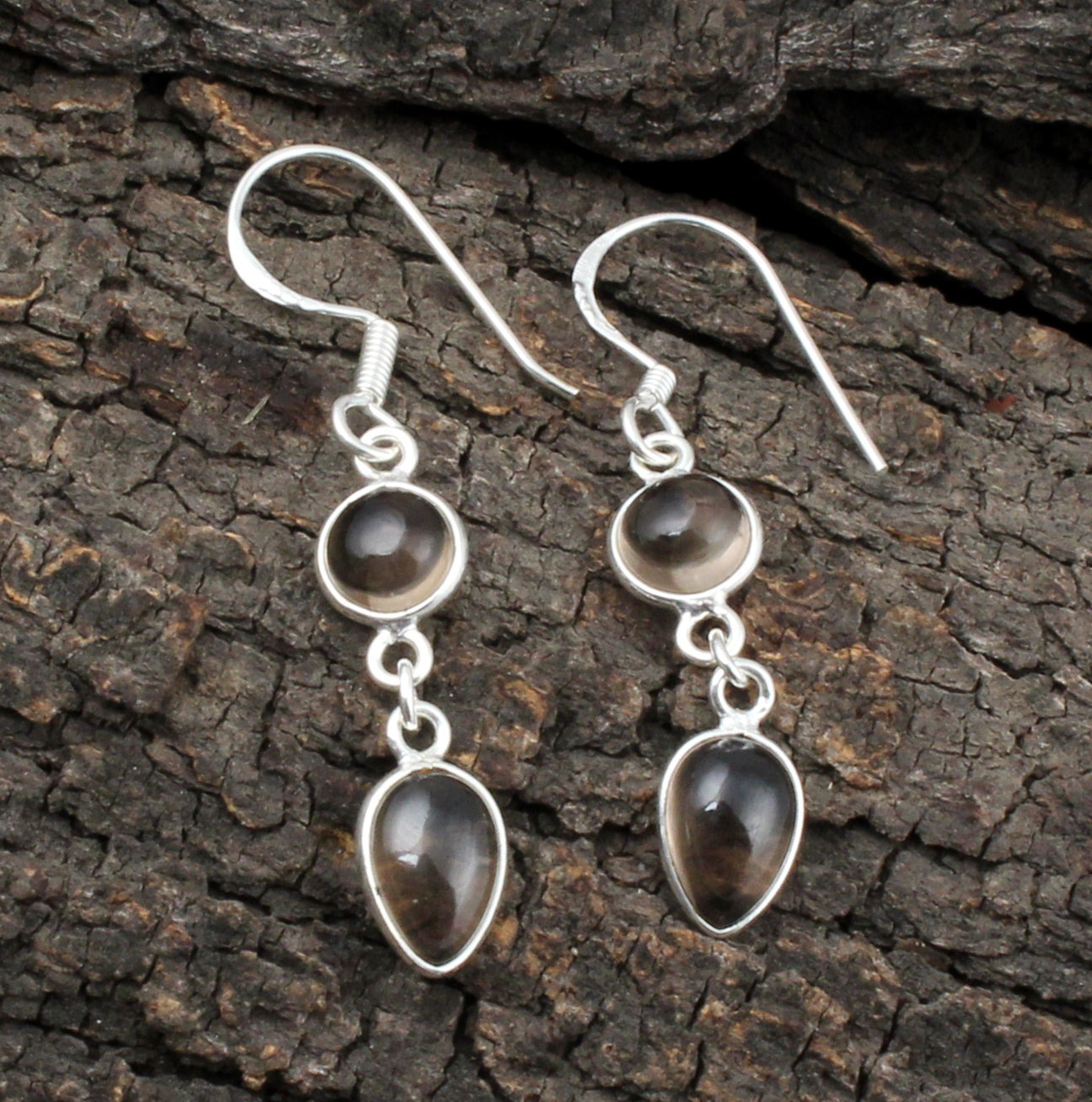 Smoky Quartz Earrings Elegant 925 Sterling Silver Gemstone Dangle Earrings