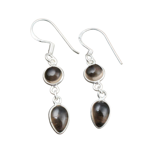 Smoky Quartz Earrings Elegant 925 Sterling Silver Gemstone Dangle Earrings