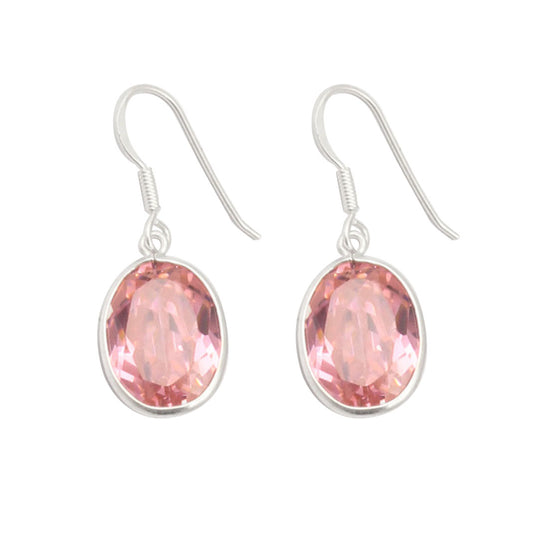 Pink Zircon 925 Sterling Silver Earrings Handmade Dangle Faceted Oval Shape Gemstone Earrings