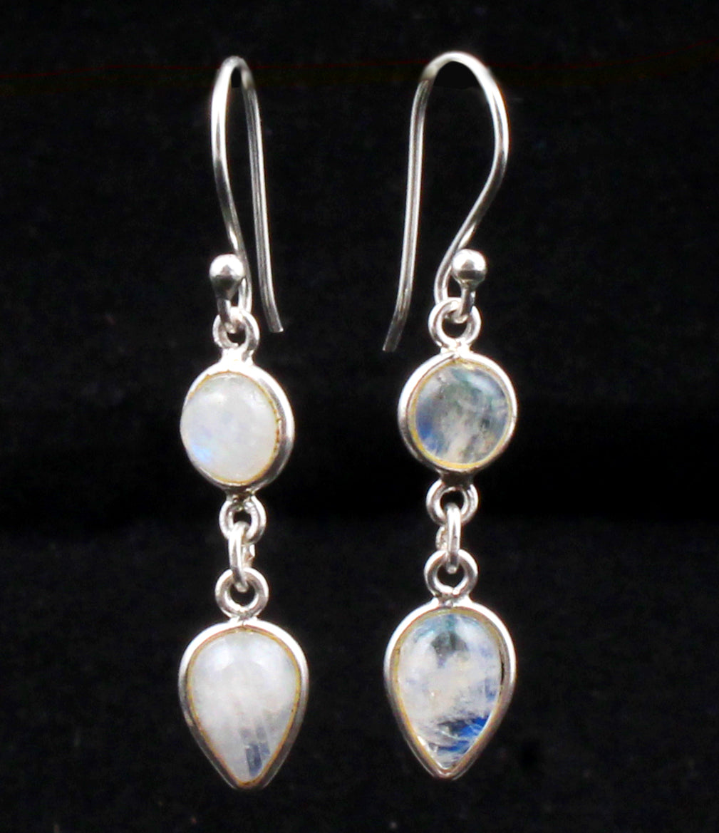 Natural Rainbow Moonstone Earrings 925 Sterling Silver Jewelry
