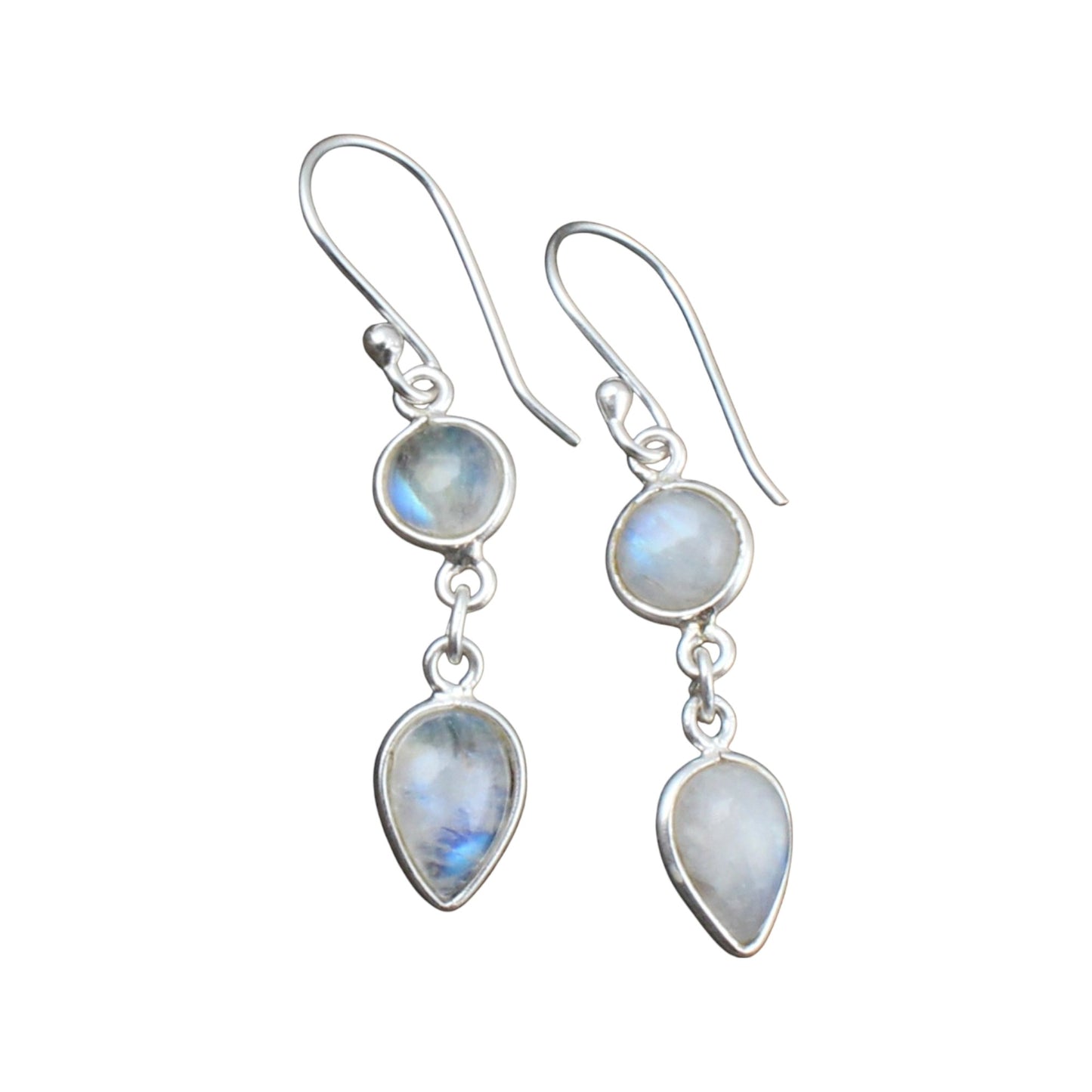Natural Rainbow Moonstone Earrings 925 Sterling Silver Jewelry