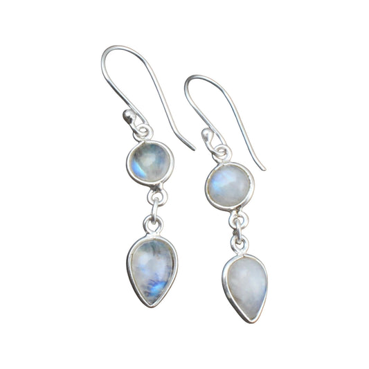 Natural Rainbow Moonstone Earrings 925 Sterling Silver Jewelry
