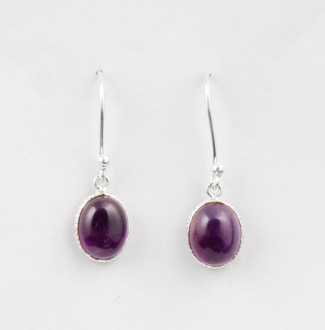 Amethyst Gemstone Earrings in 925 Sterling Silver Designer Bezel Setting Earrings