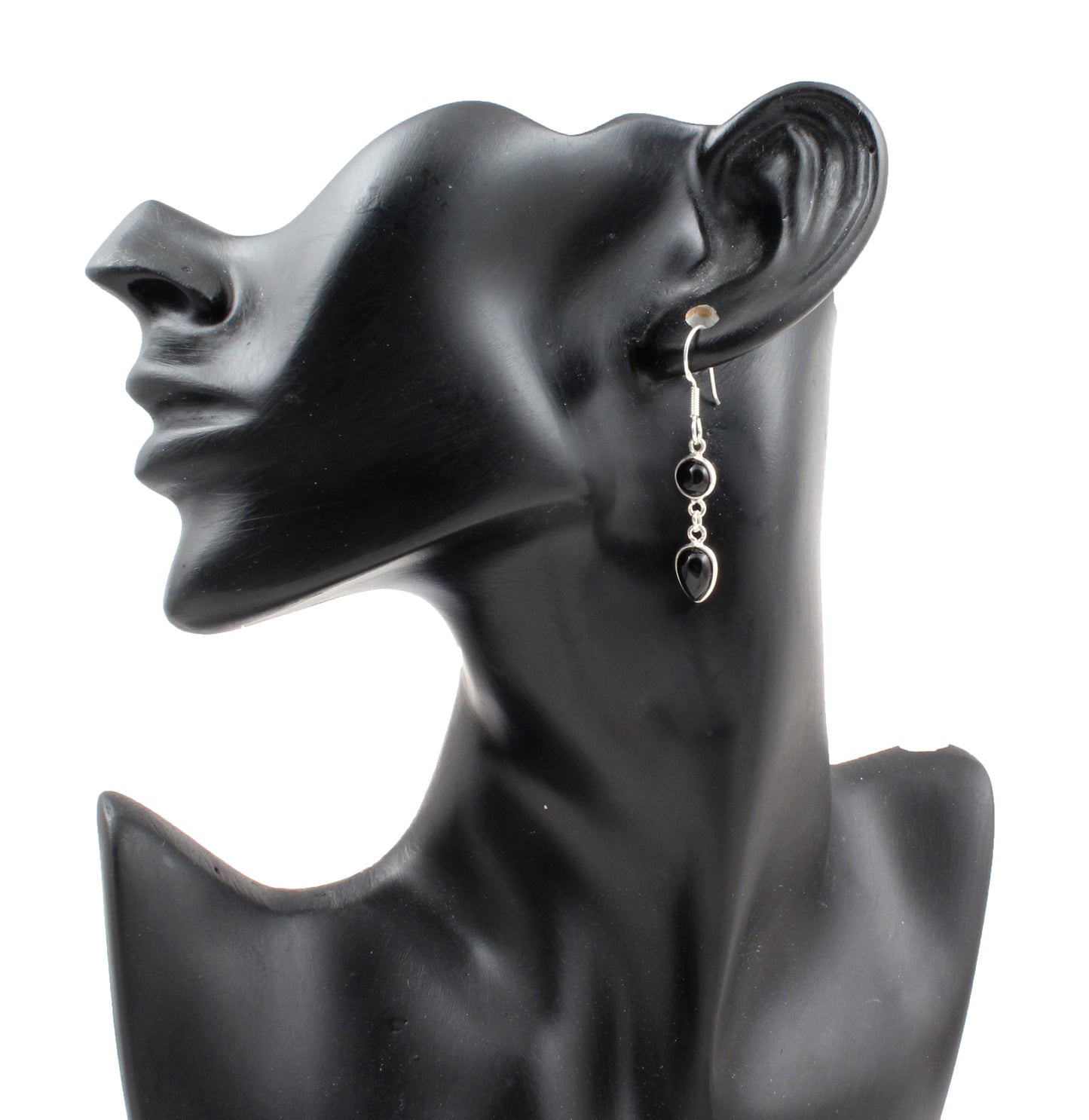 Black Onyx Stone Earrings in 925 Sterling Silver Handmade Dangle Jewelry