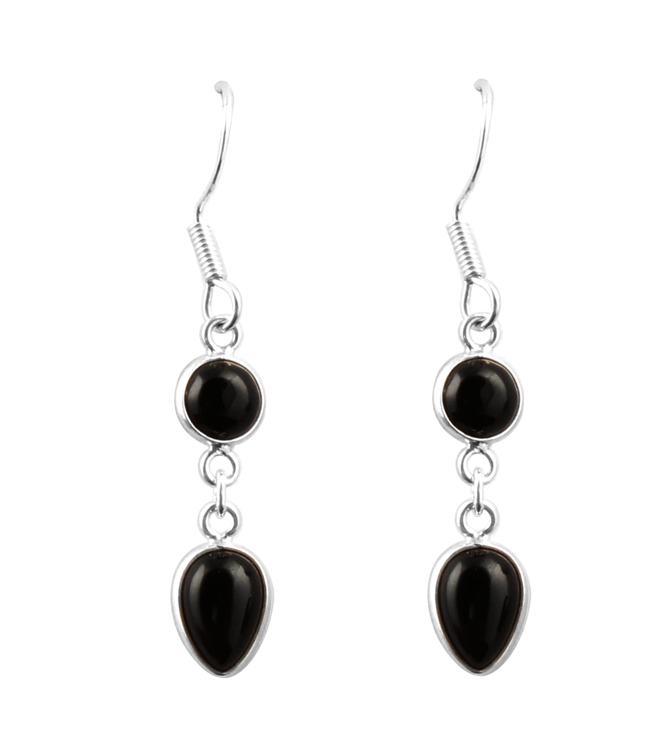 Black Onyx Stone Earrings in 925 Sterling Silver Handmade Dangle Jewelry
