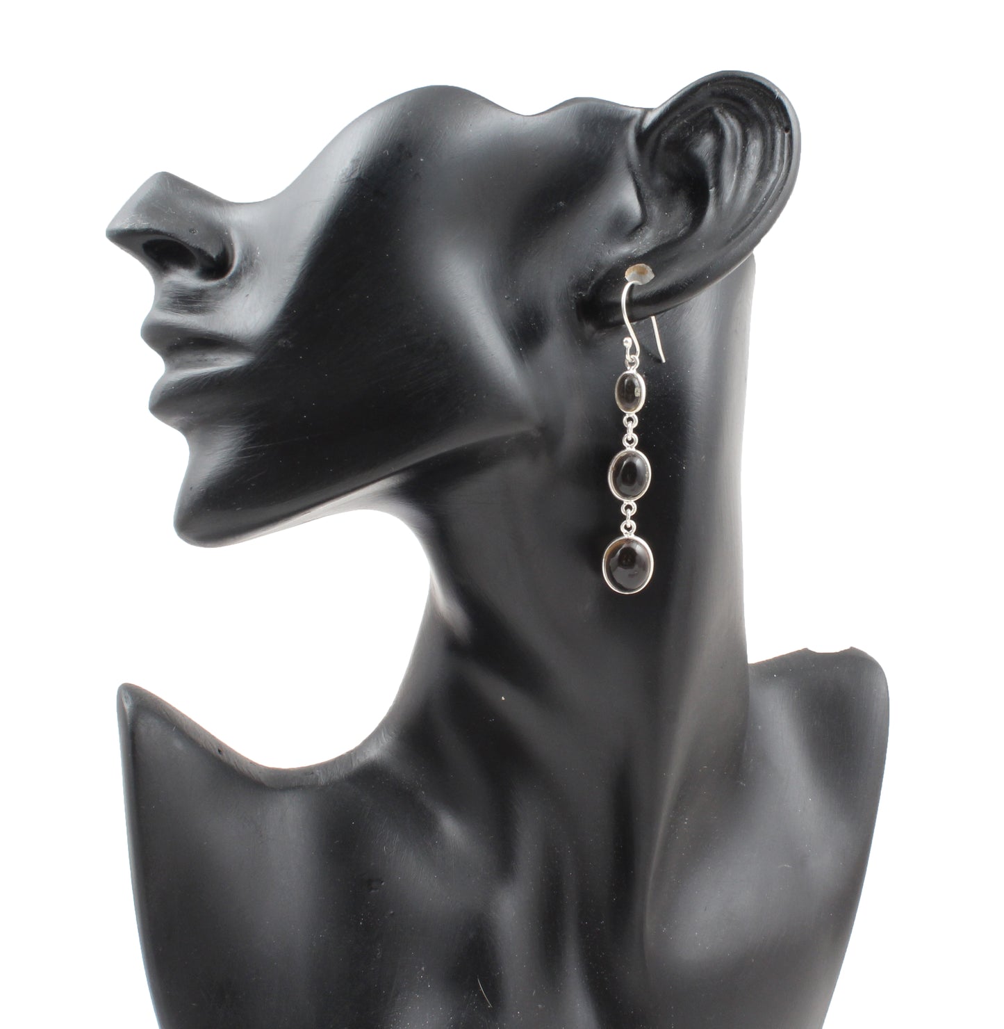 Smoky Quartz Cabochon Earrings in 925 Sterling Silver Handmade Lightweight Jewelry