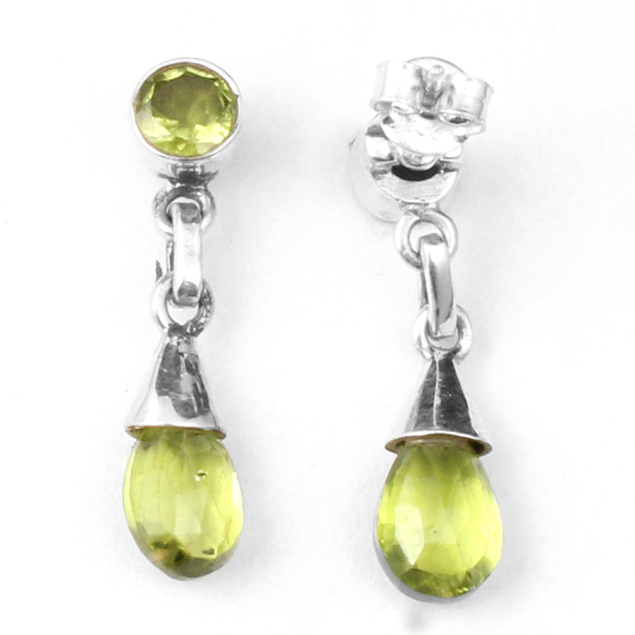 Natural Peridot Dangle Earrings in 925 Sterling Silver Handmade Gemstone Jewelry