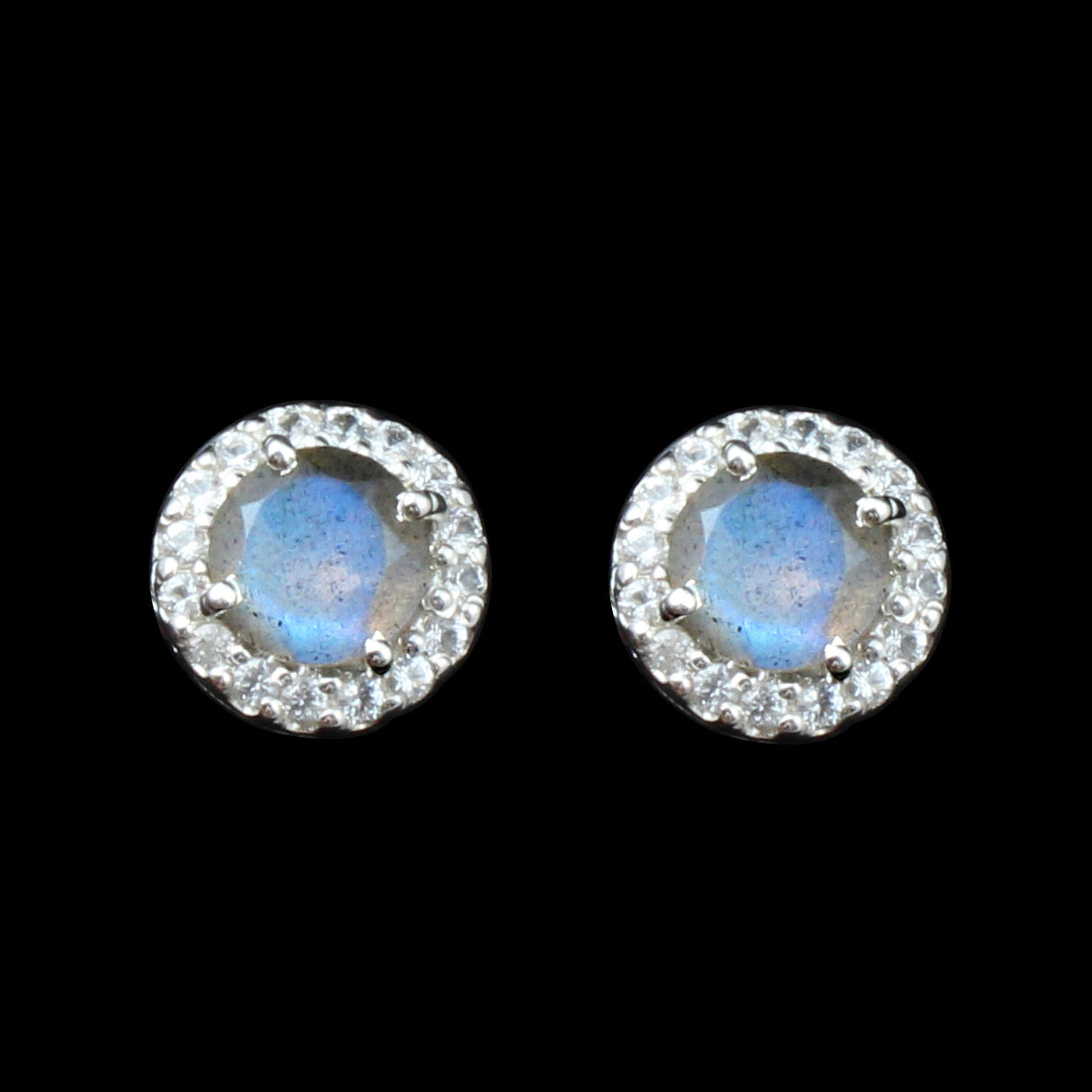 Natural Labradorite Earrings in 925 Sterling Silver Stud Earrings