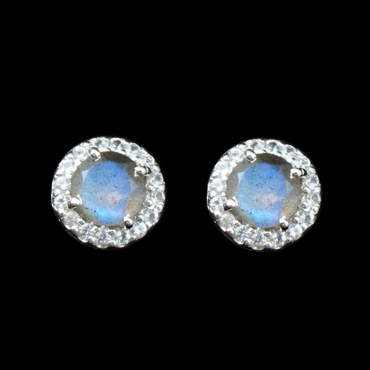 Natural Labradorite Earrings in 925 Sterling Silver Stud Earrings