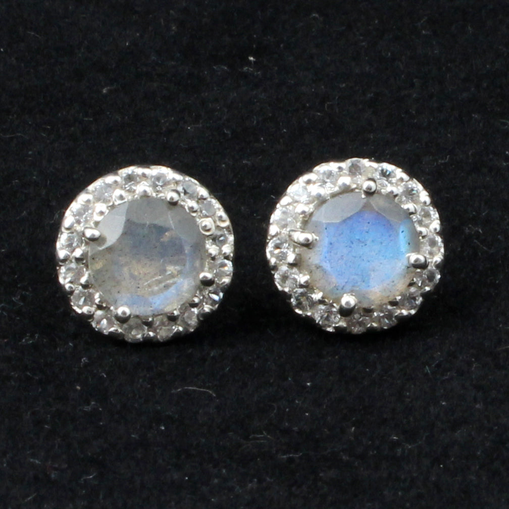 Natural Labradorite Earrings in 925 Sterling Silver Stud Earrings