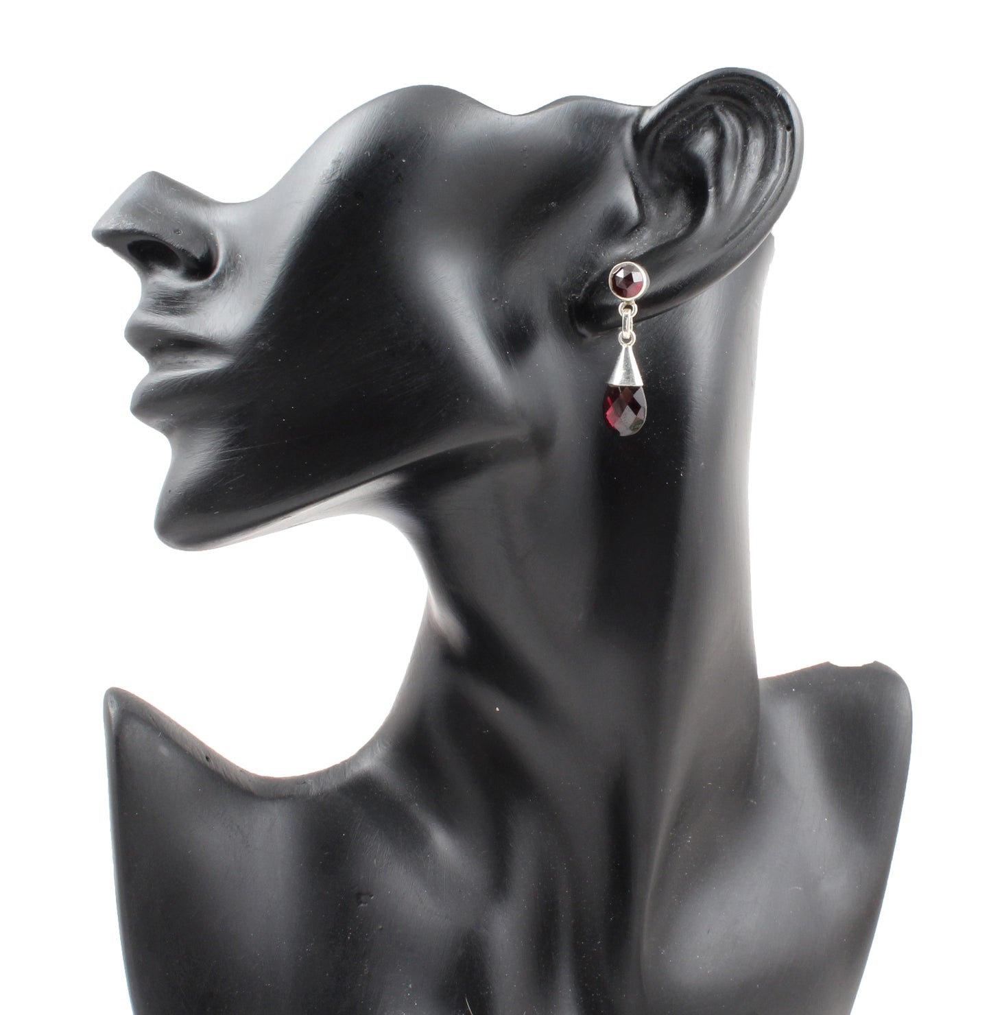 Red Garnet Dangle Earrings in 925 Sterling Silver Handmade Gemstone Earrings