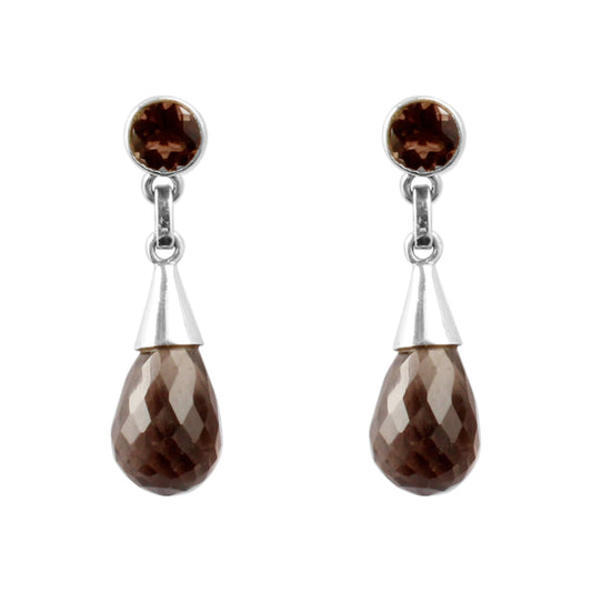 Smoky Quartz Dangle Earrings in 925 Sterling Silver Handmade Gemstone Jewelry
