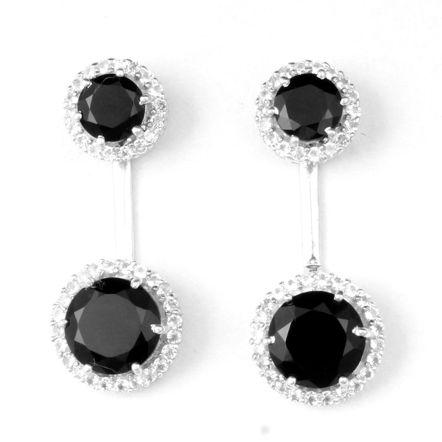 Black Onyx Earrings with CZ 925 Sterling Silver Handmade Dangle Jewelry