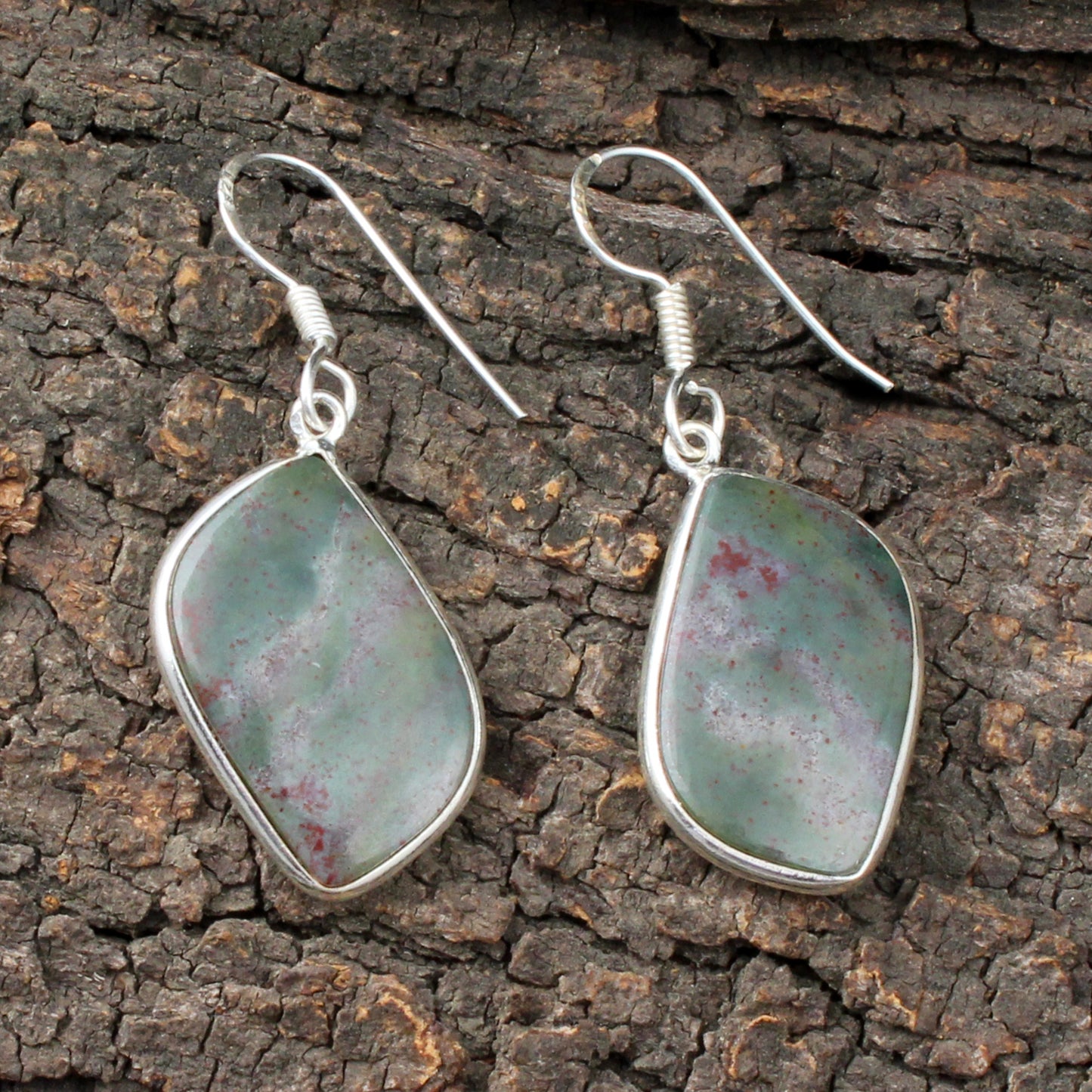 Bloodstone Earrings in 925 Sterling Silver Handmade Natural Gemstone Jewelry