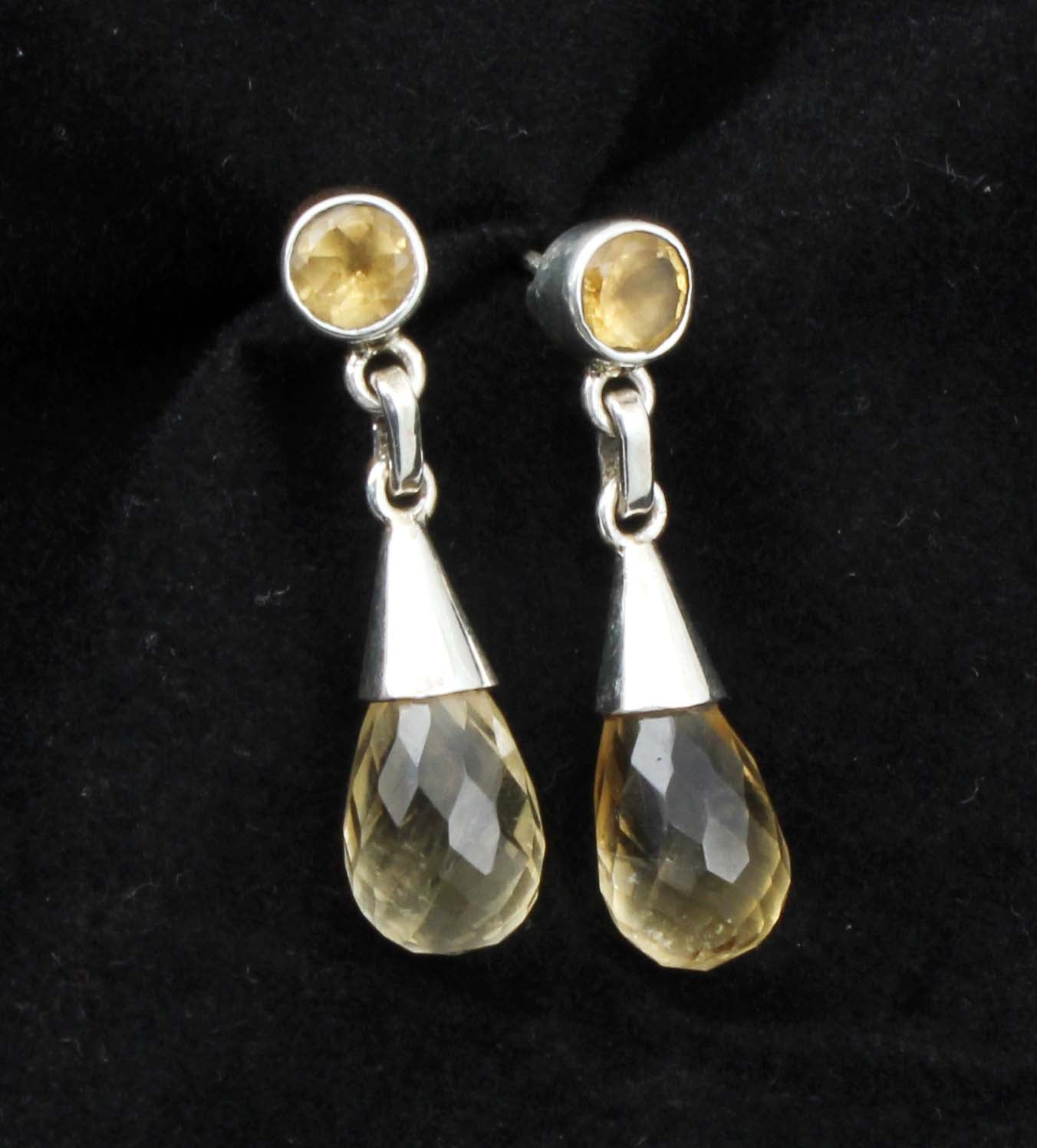 Natural Citrine Dangle Earrings in 925 Sterling Silver Handmade Drop Loose Gemstone Earrings