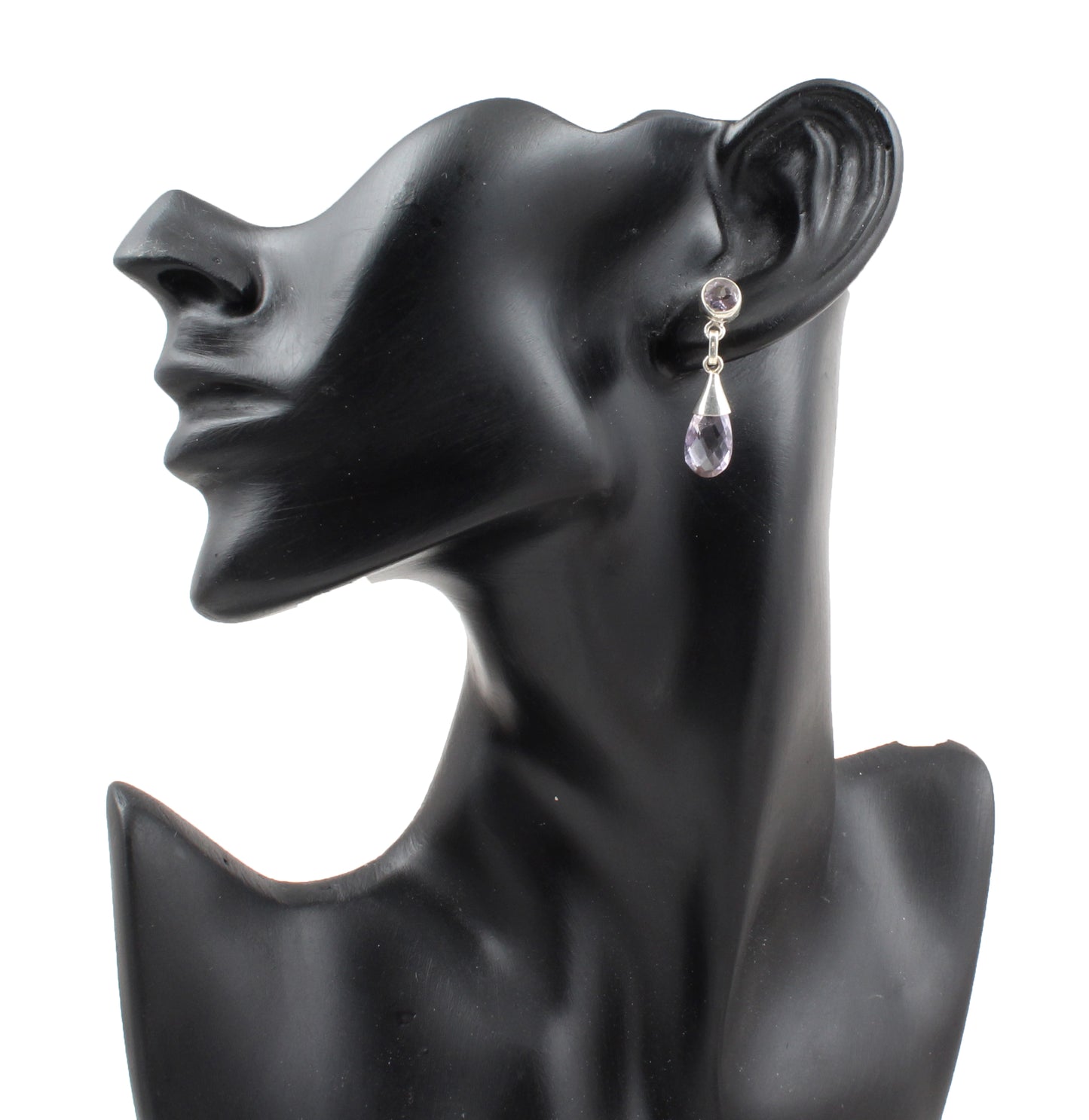 Natural Amethyst Dangle Earrings in 925 Sterling Silver Handmade Jewelry