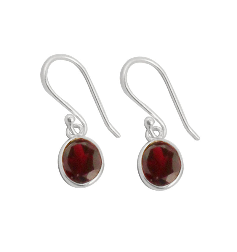 Red Garnet 925 Sterling Silver Earrings Handmade Dangle Faceted Gemstone Lightweight Earrings