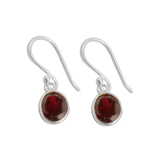 Red Garnet 925 Sterling Silver Earrings Handmade Dangle Faceted Gemstone Lightweight Earrings