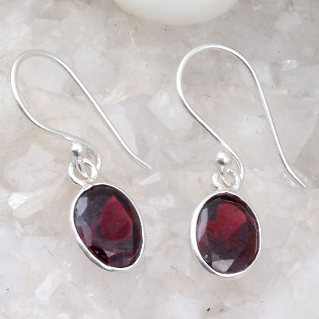 Red Garnet 925 Sterling Silver Earrings Handmade Dangle Faceted Gemstone Lightweight Earrings