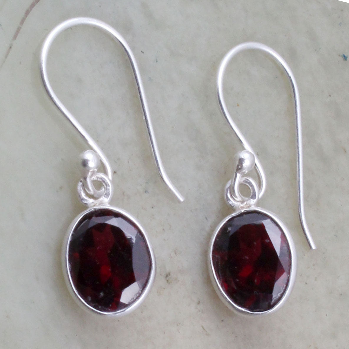 Red Garnet 925 Sterling Silver Earrings Handmade Dangle Faceted Gemstone Lightweight Earrings