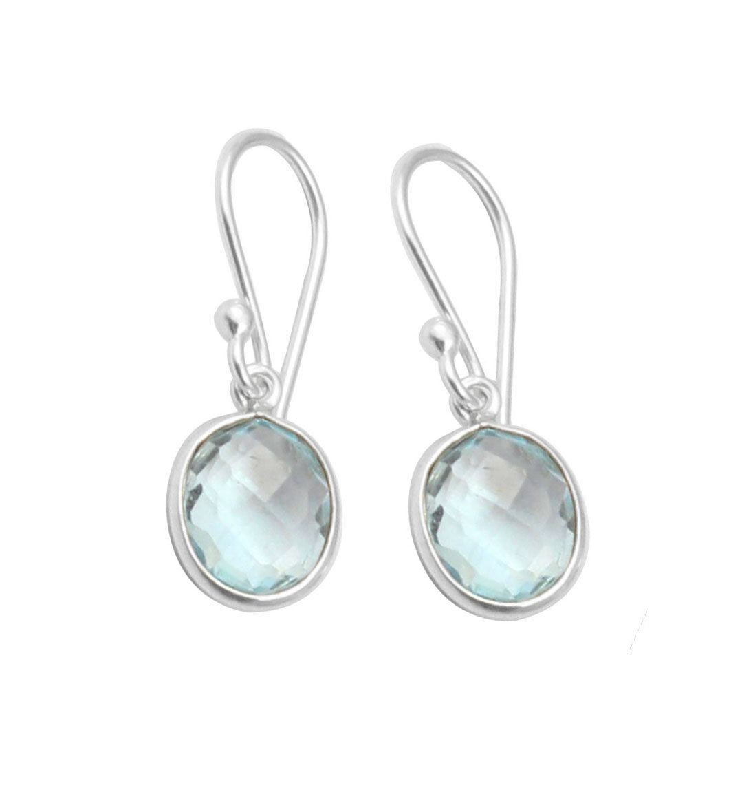 Blue Topaz 925 Sterling Silver Earrings December Birhtstone Jewelry