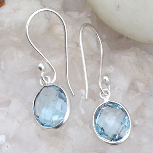 Blue Topaz 925 Sterling Silver Earrings December Birhtstone Jewelry