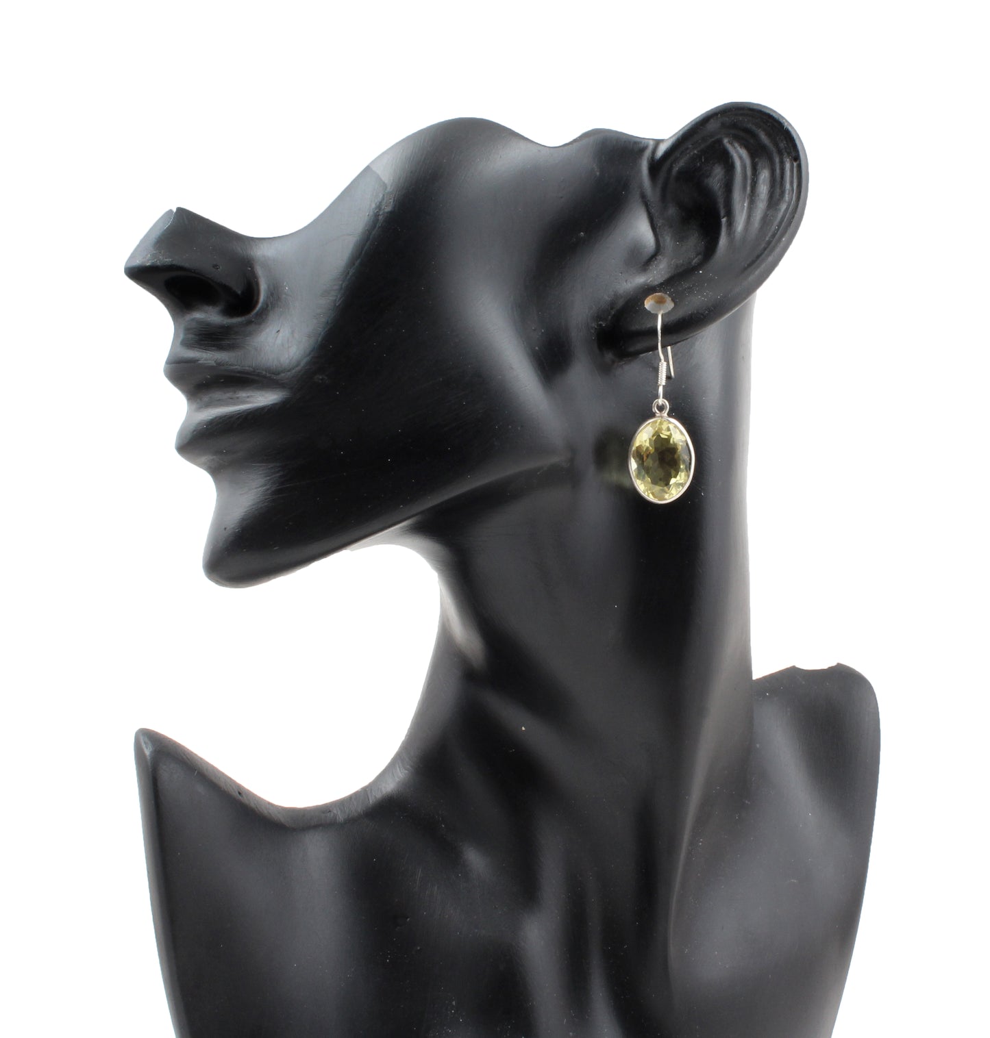 Lemon Topaz 925 Sterling Silver Earrings Oval Shape Faceted Gemstone Bezel Setting Earrings