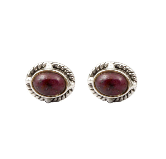 Natural Pink Ruby Stud Earrings Handmade 925 Sterling Silver Jewelry