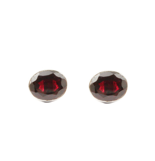 Red Garnet Stud 925 Sterling Silver Natural Gemstone January Birthstone Jewelry