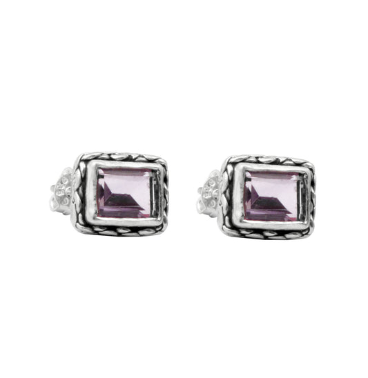 Amethyst Stud Earrings 925 Sterling Silver Studs Natural Gemstone February Birthstone Studs