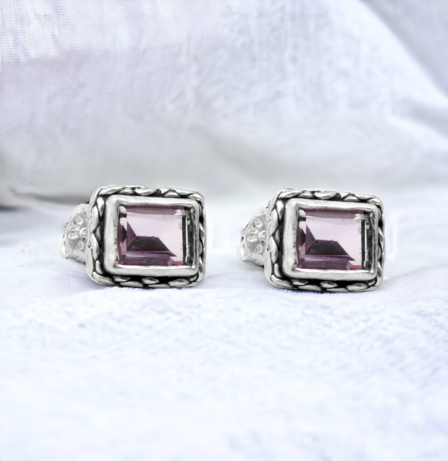 Amethyst Stud Earrings 925 Sterling Silver Studs Natural Gemstone February Birthstone Studs