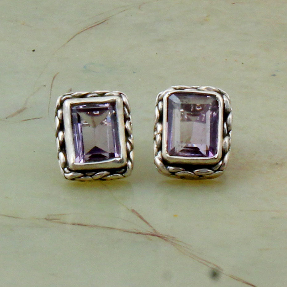 Amethyst Stud Earrings 925 Sterling Silver Studs Natural Gemstone February Birthstone Studs