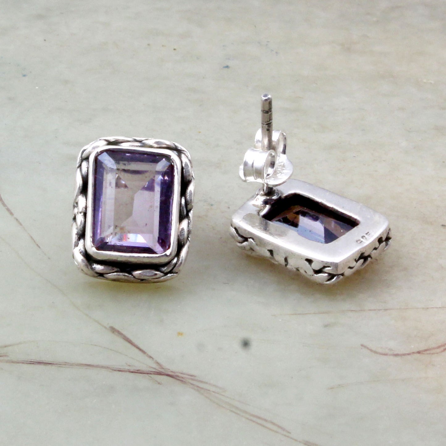 Amethyst Stud Earrings 925 Sterling Silver Studs Natural Gemstone February Birthstone Studs