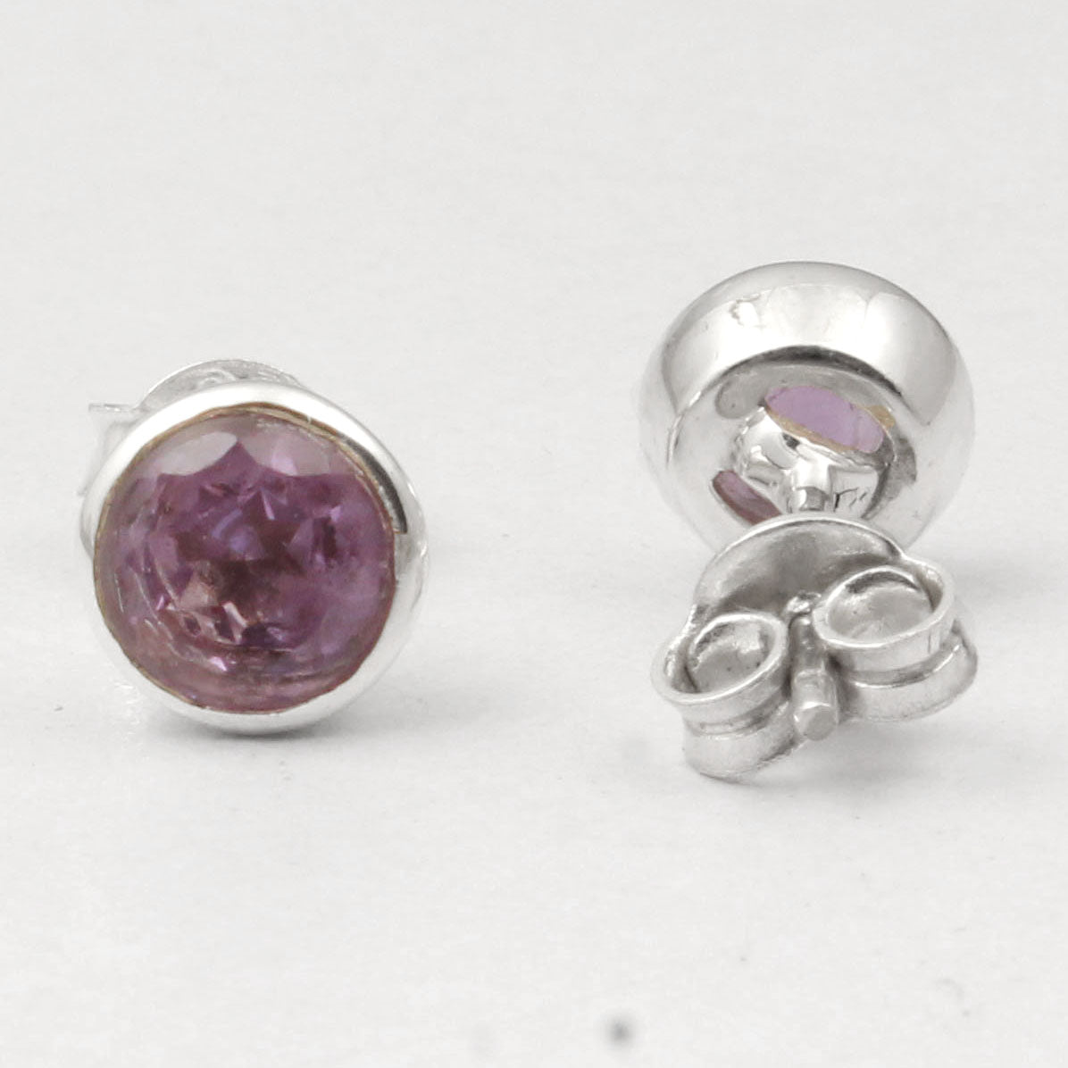 Natural Amethyst Studs Earrings 925 Sterling Silver Birthstone Studs Minimalist Jewelry