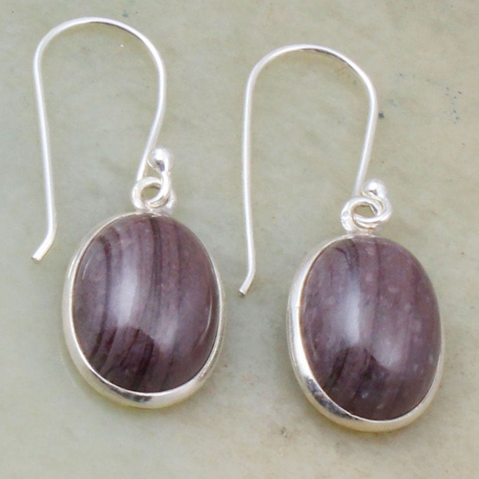 Coffee Bean Jasper Earrings Handmade 925 Sterling Silver Dangle Bezel Set Earrings