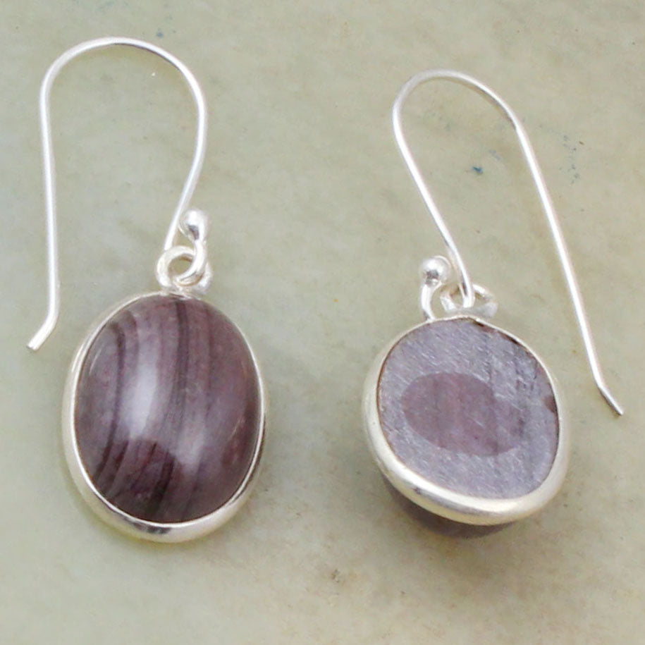 Coffee Bean Jasper Earrings Handmade 925 Sterling Silver Dangle Bezel Set Earrings
