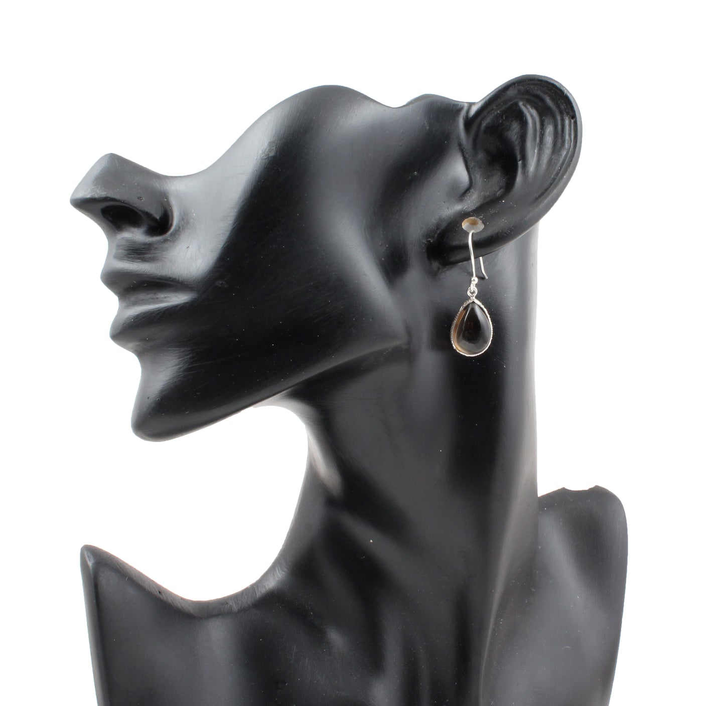 Smoky Quartz Earrings Handmade 925 Sterling Silver Pear Shape Gemstone Dangle Bezel Setting Earrings
