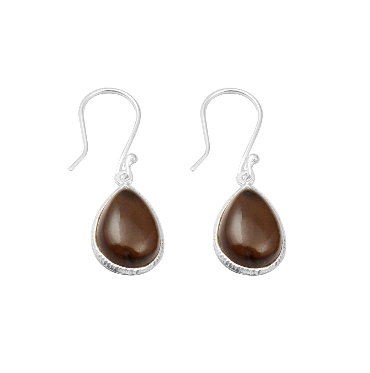 Smoky Quartz Earrings Handmade 925 Sterling Silver Pear Shape Gemstone Dangle Bezel Setting Earrings