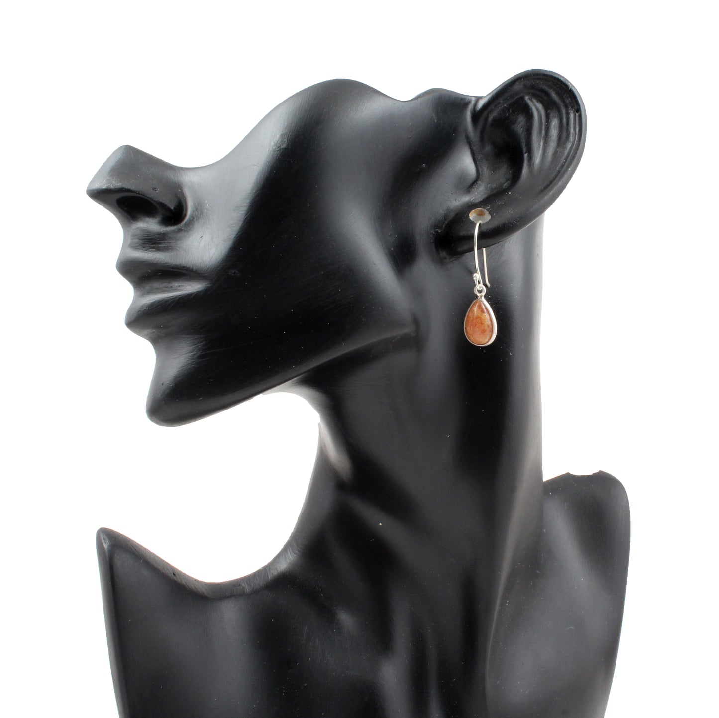 Natural Sunstone Dangle Earrings in 925 Sterling Silver Handmade Gemstone Bezel Set Earrings