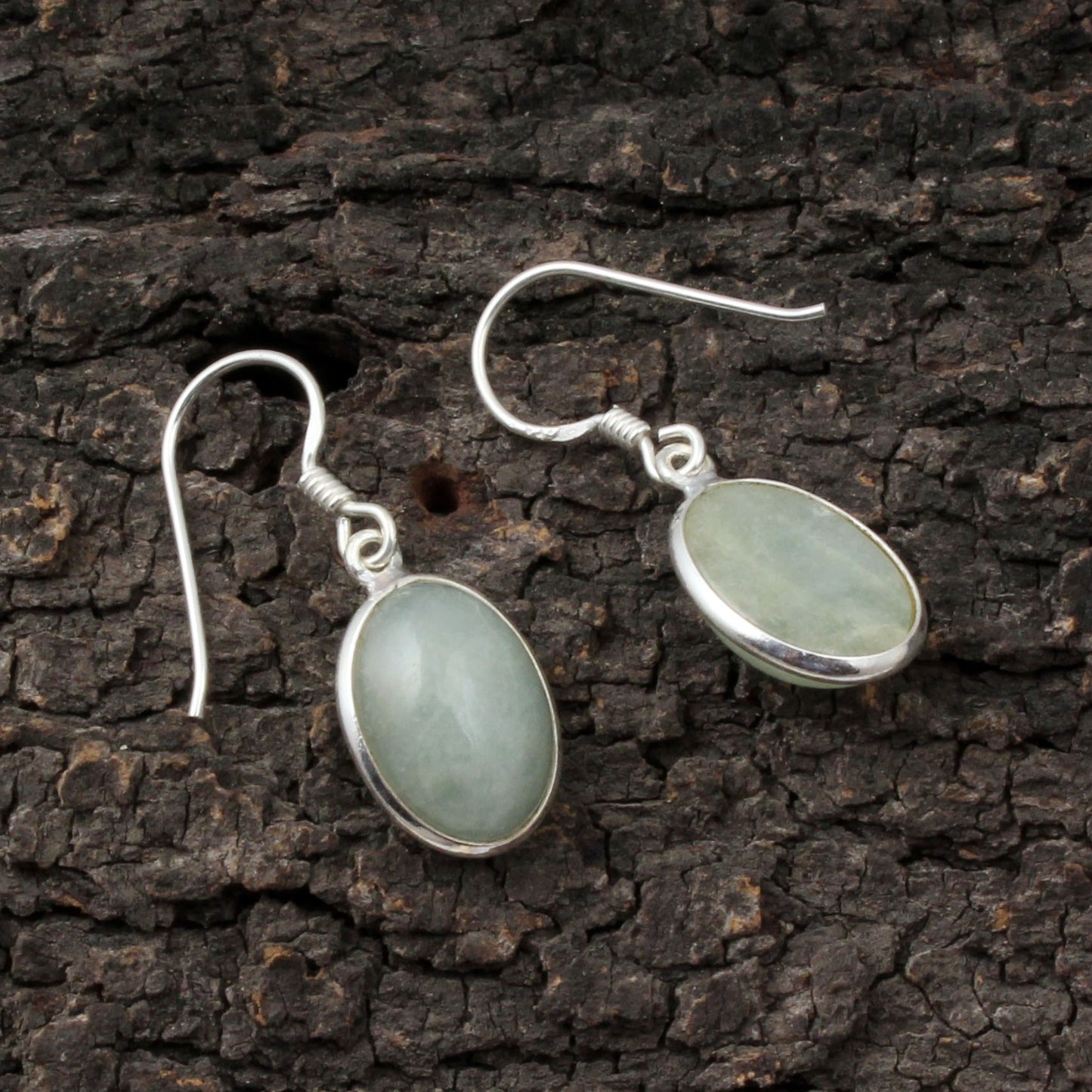 Natural Aquamarine Earrings Oval Shape Gemstone Earrings 925 Sterling Silver Bezel Earring
