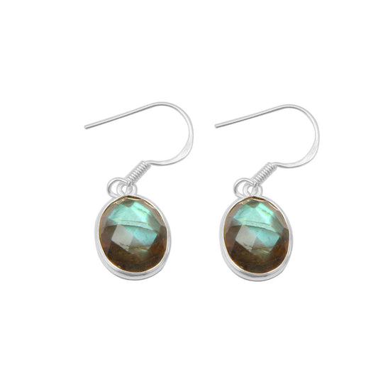 Checker Cut Labradorite Earrings 925 Silver Dangle & Drop Earring Labradorite Jewelry Earrings For Women