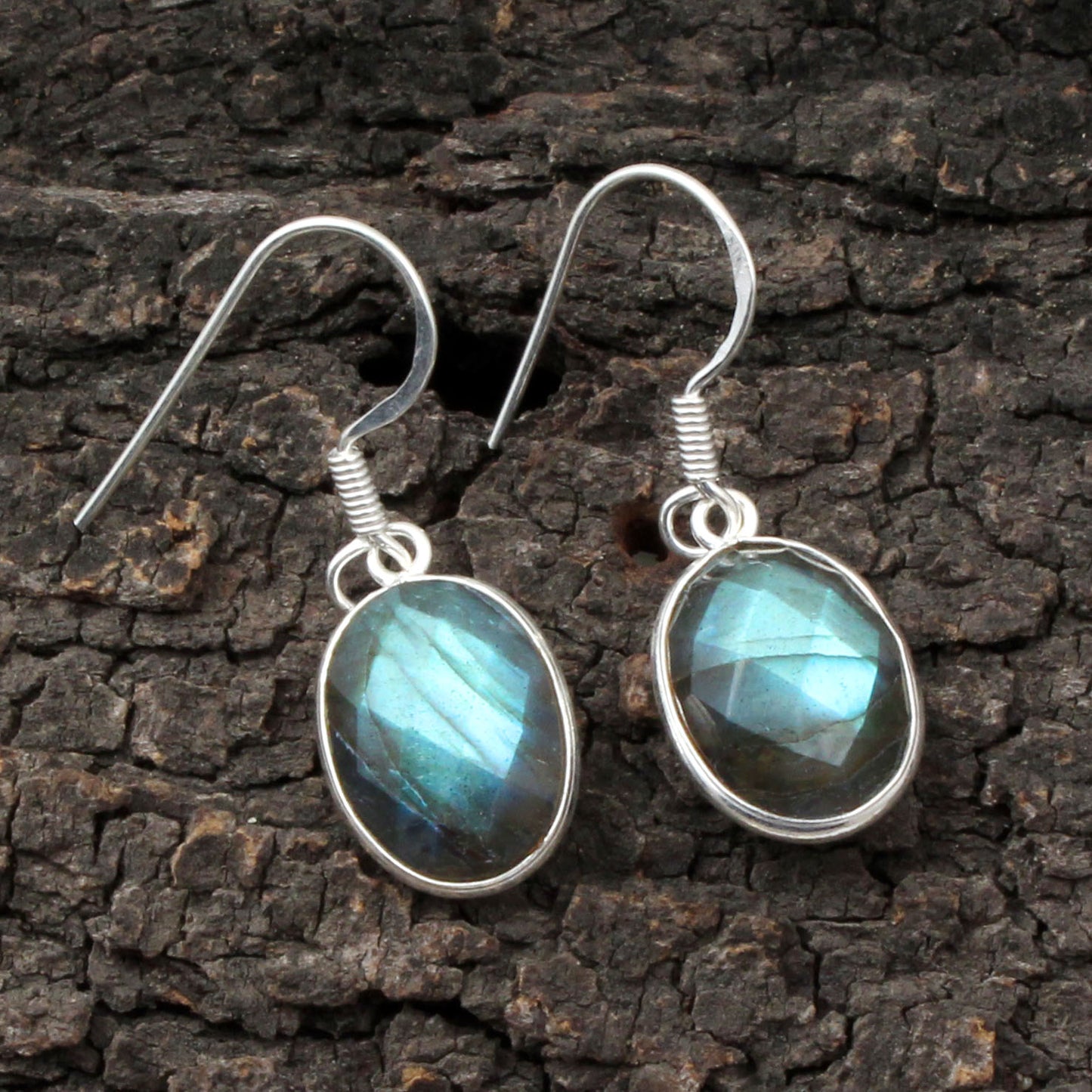 Checker Cut Labradorite Earrings 925 Silver Dangle & Drop Earring Labradorite Jewelry Earrings For Women