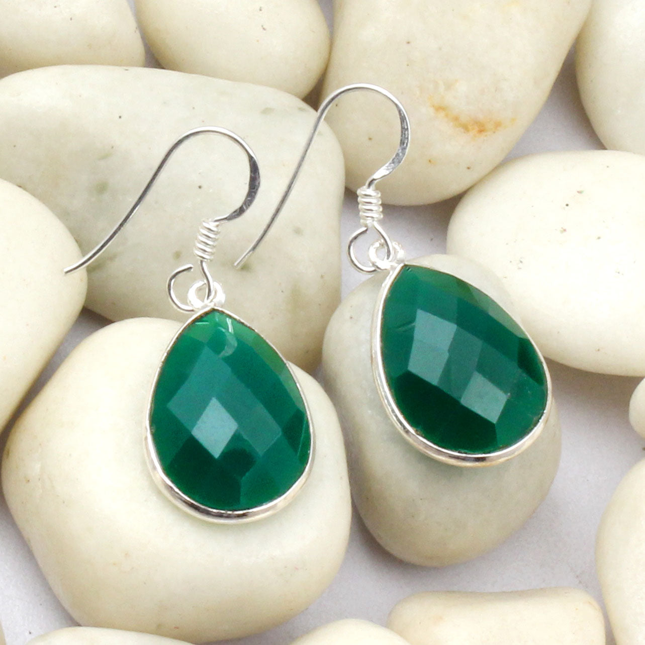 Green Onyx Earrings 925 Sterling Silver Dangle & Drop Earrings for Women