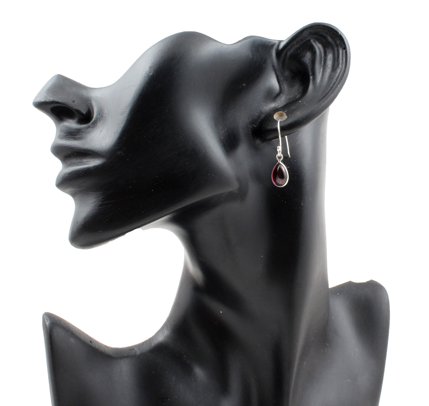 925 Sterling Silver Red Garnet Gemstone Handmade Bezel Earrings