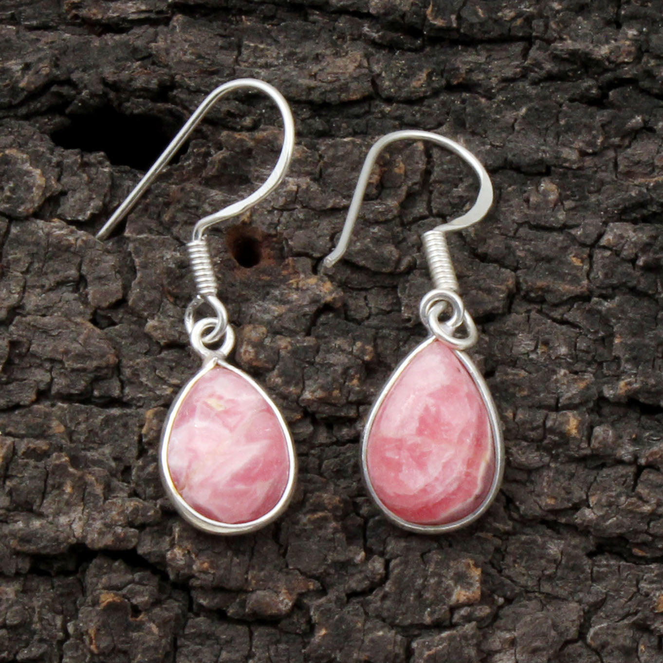 Rhodochrosite Earrings 925 Sterling Silver Boho Earring Pear Shape Gemstone Handmade Jewelry