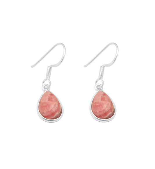 Rhodochrosite Earrings 925 Sterling Silver Boho Earring Pear Shape Gemstone Handmade Jewelry