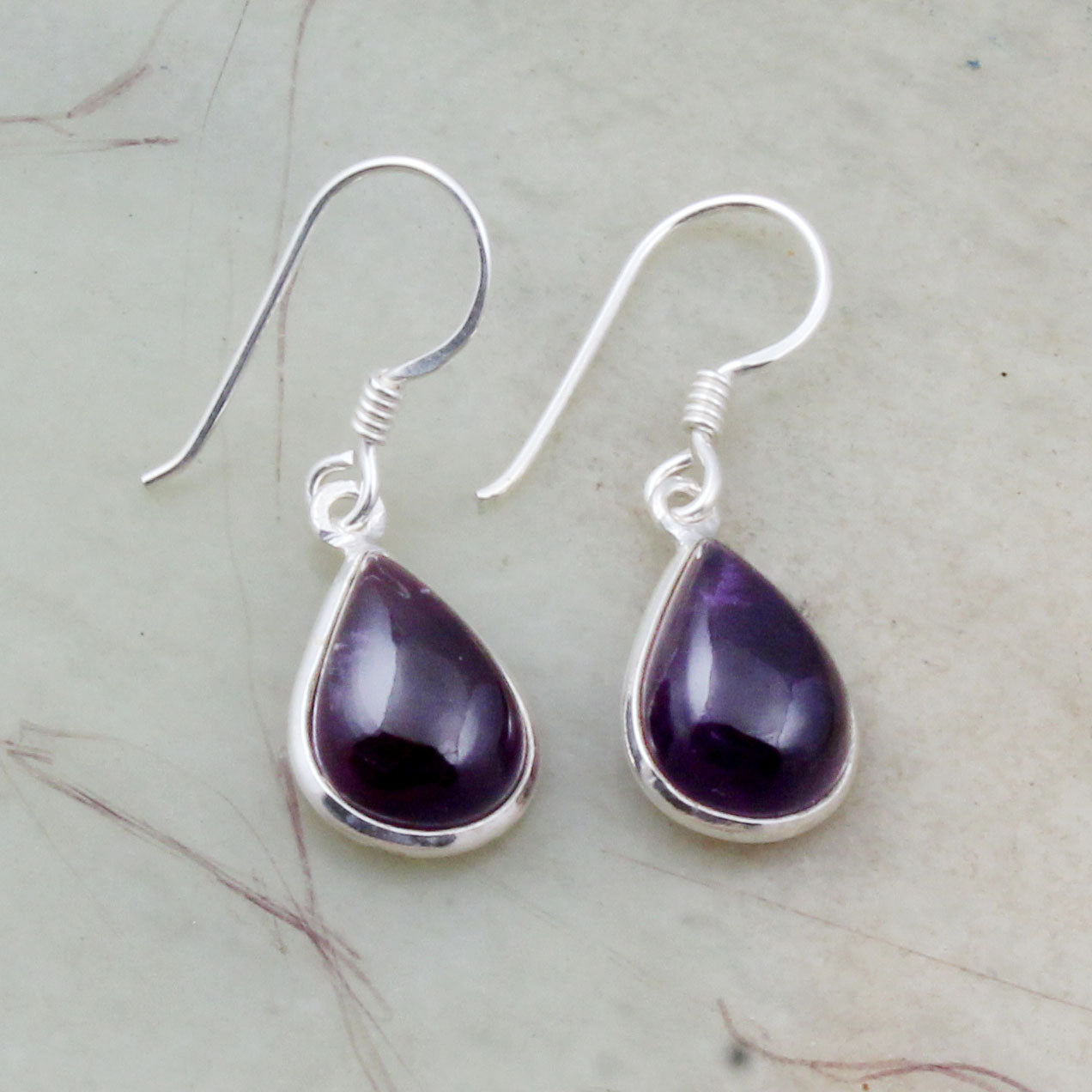 Natural Amethyst Dangle Earrings 925 Sterling Silver February Birthstone Jewelry