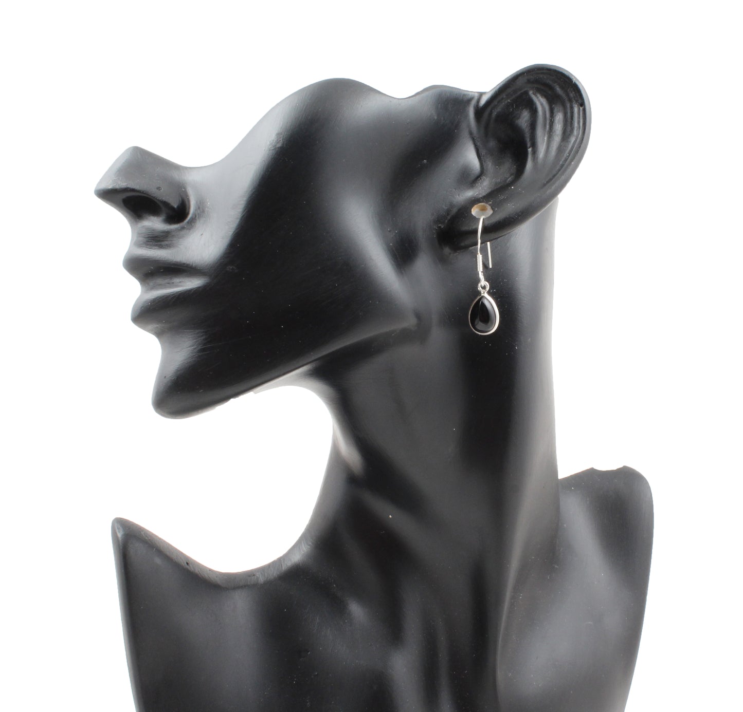 Black Onyx Earrings with 925 Sterling Silver Handmade Pear Shape Bezel Gemstone Dangle Earrings