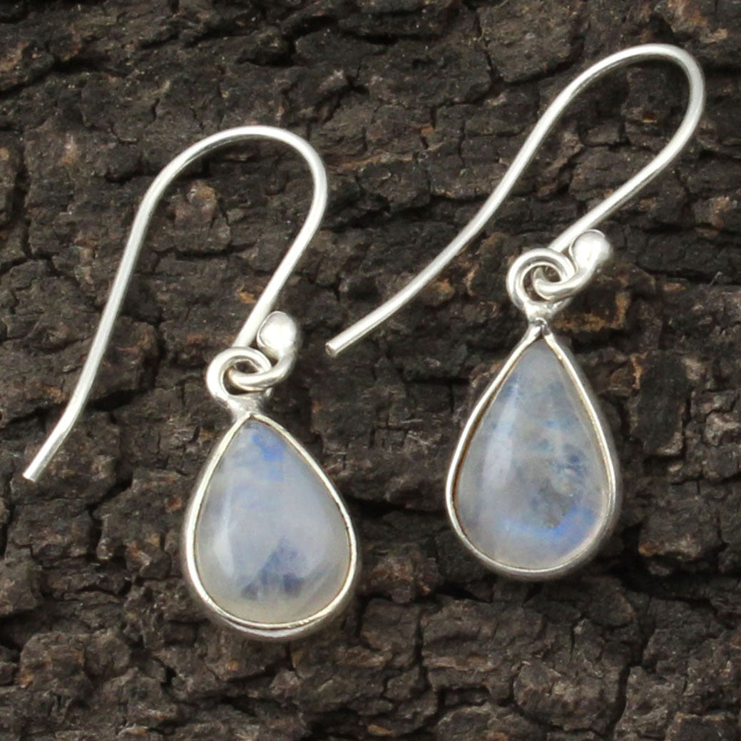 925 Sterling Silver Natural Rainbow Moonstone Earrings