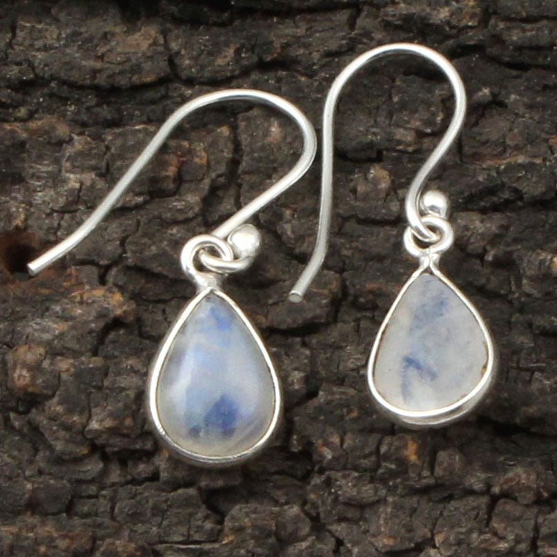 925 Sterling Silver Natural Rainbow Moonstone Earrings